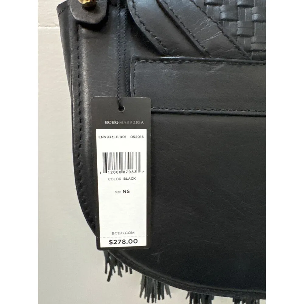 BCBG Maxazria Black Leather Boho Tassle Women's Crossbody Bag NWT - Image 3