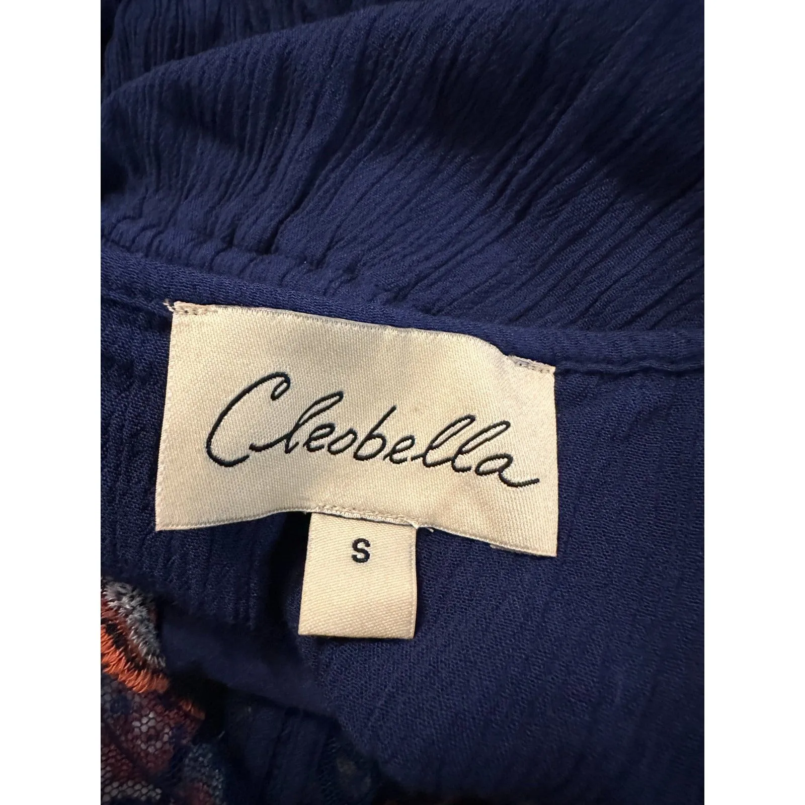 Cleobella Blue Floral Semi Sheer Mini Dress Size Small - Image 4