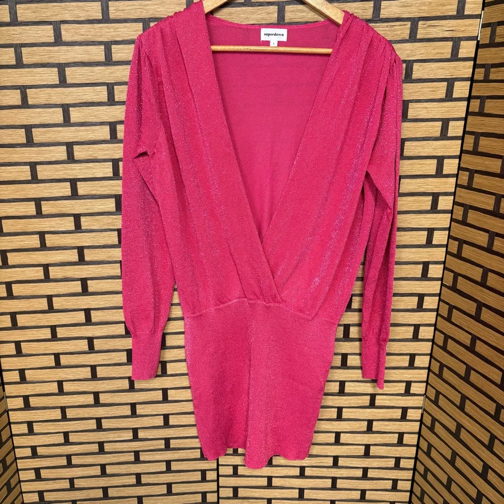Superdown‎ Aura Pink Shimmer Dress Size Large - Image 2