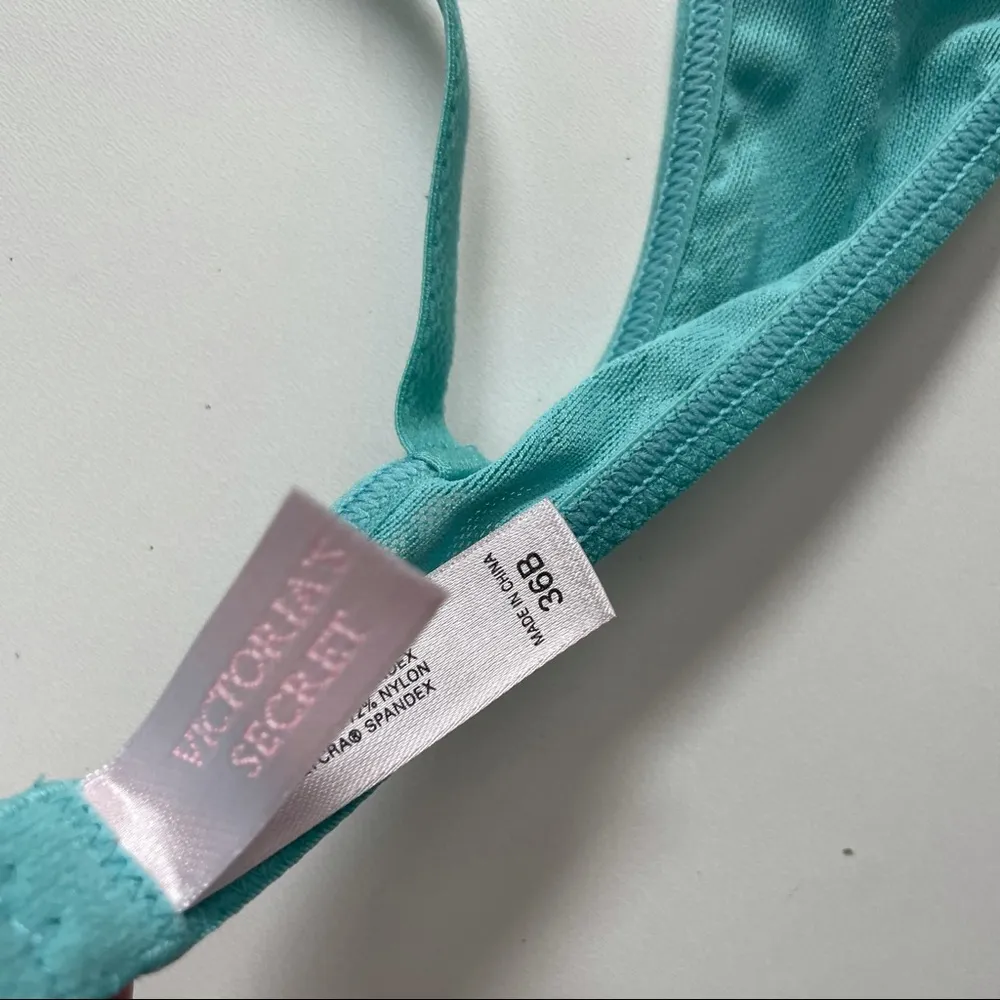 Victorias Secret Bra Underwire Sheer Sheer Mesh Ruffle Floral Seafoam Green Y2K - Image 9