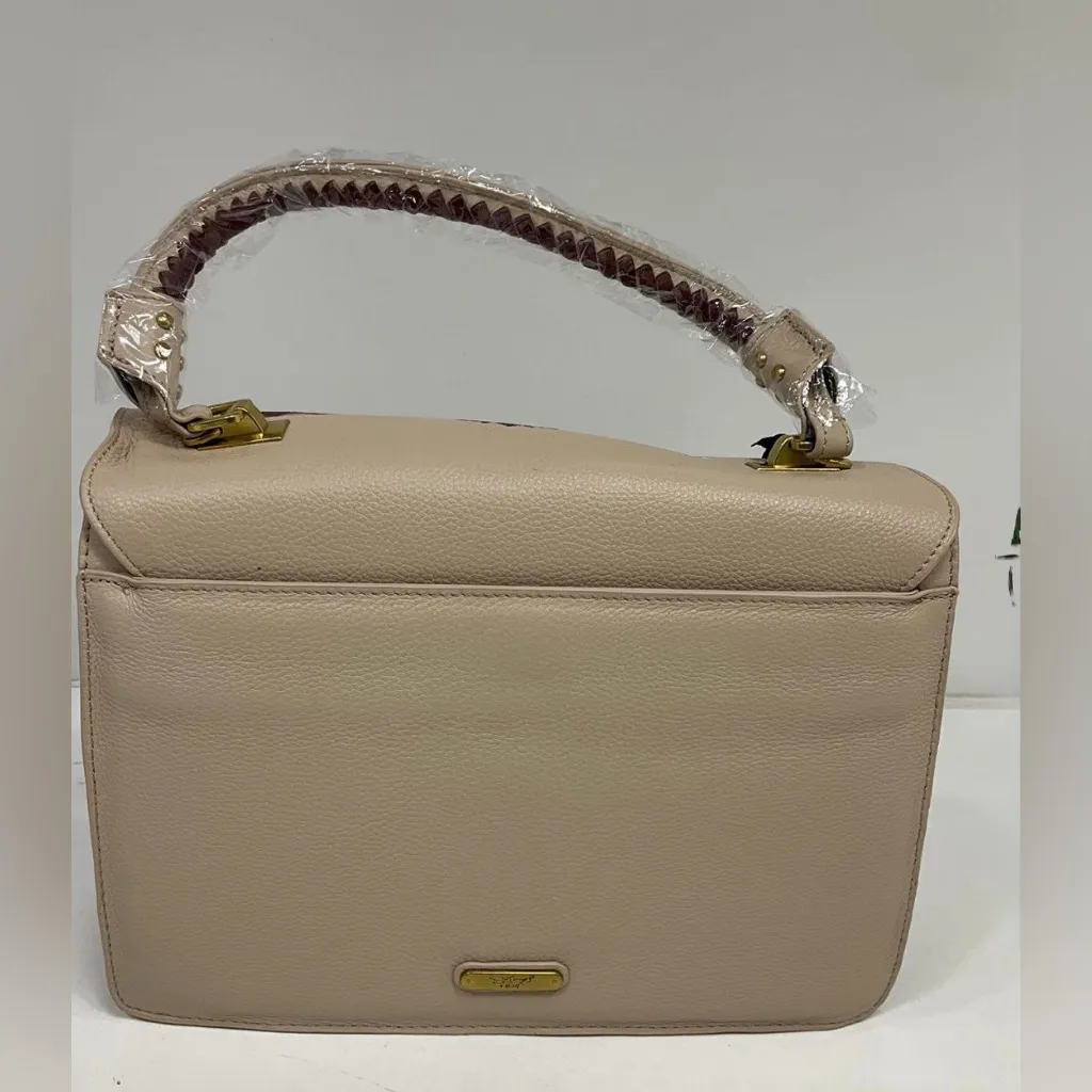 Sharif Satchel Floral Design Floral Embellished Beige and Burgundy Handbag NWT Red - Image 2