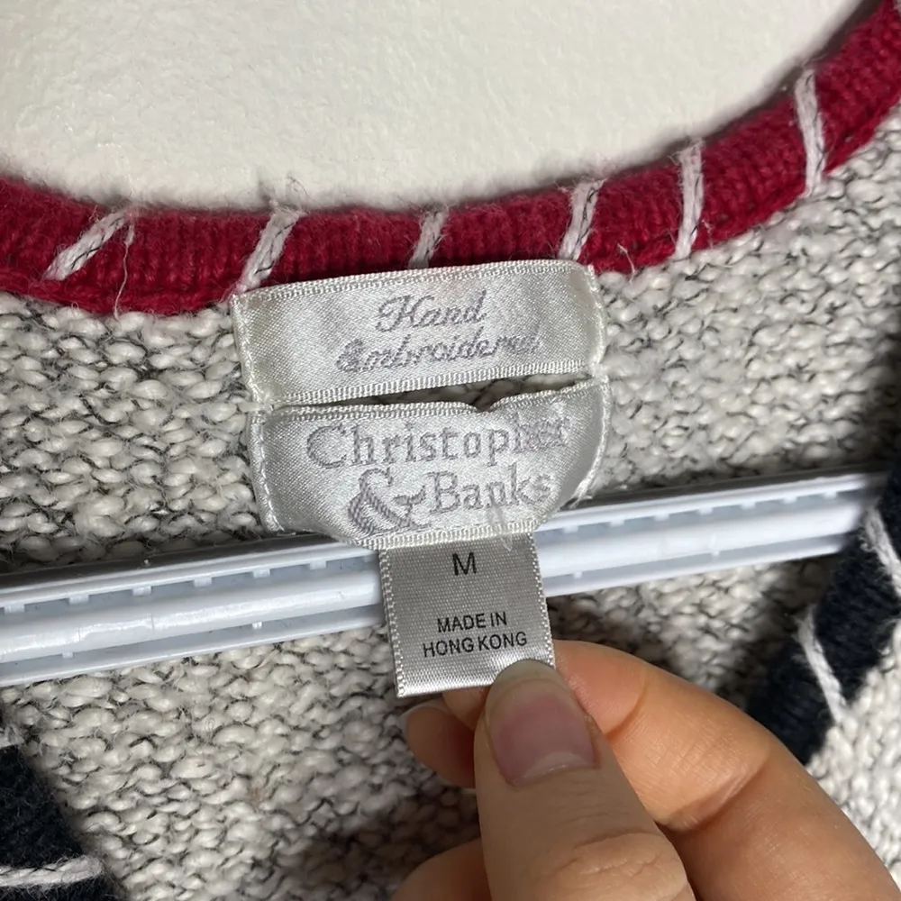 Vintage Christopher & Banks tipped embroidered zip cotton ramie blend vest sz M - Image 99