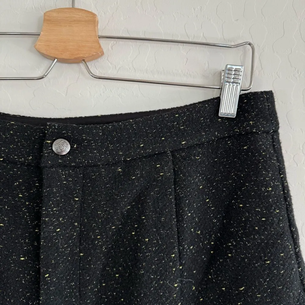 1 STATE Black Gold Thread wool Blend Tweed Shorts Size 12 - Image 4