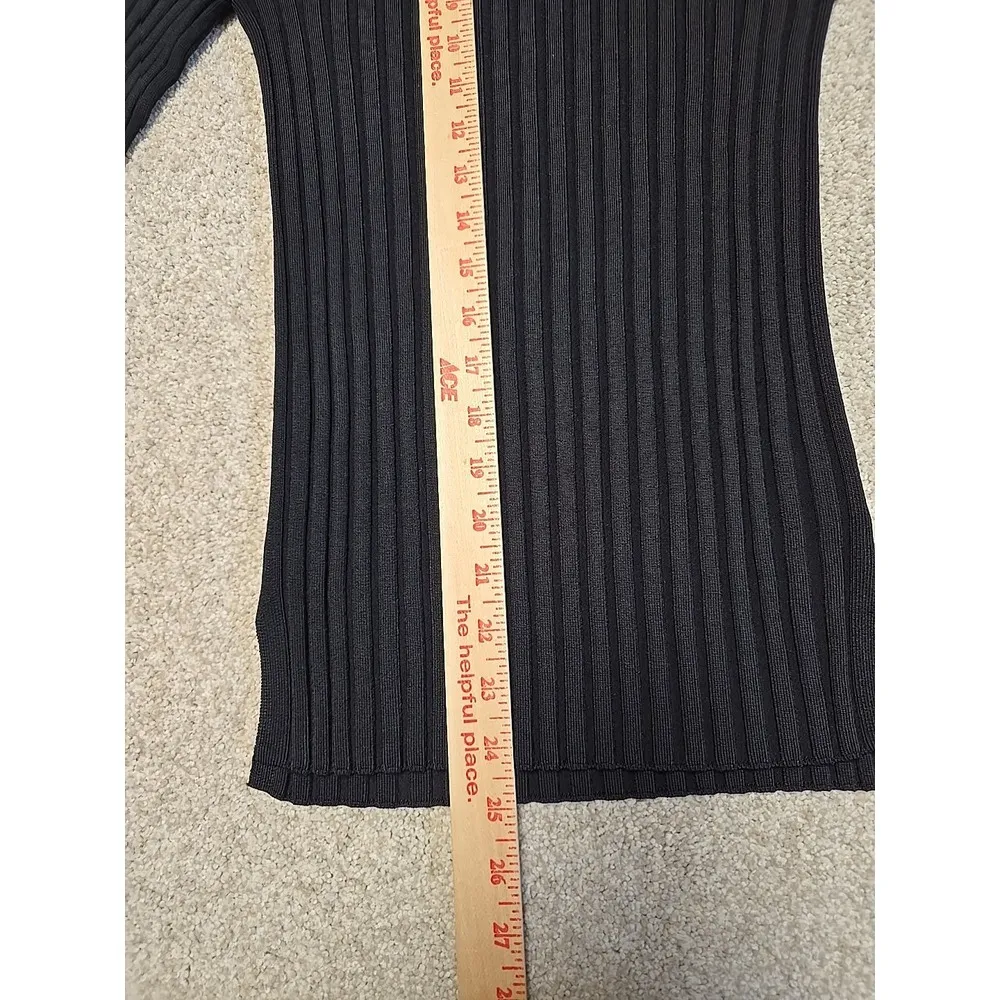 Veronica Beard Top Dillon Black Ribbed Knit Sz XS Crewneck Pullover Stretch NWOT - Image 8
