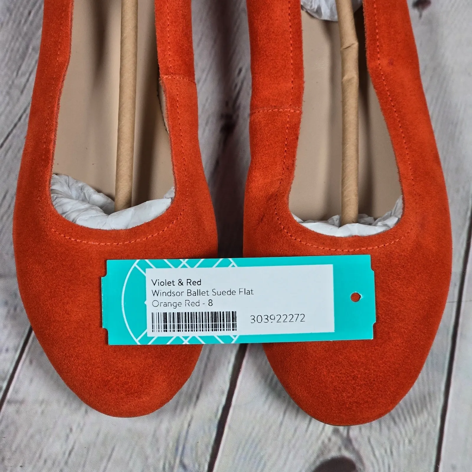 Violet & Red Windsor Ballet Suede Flats Orange Red 8 NWT - Image 10