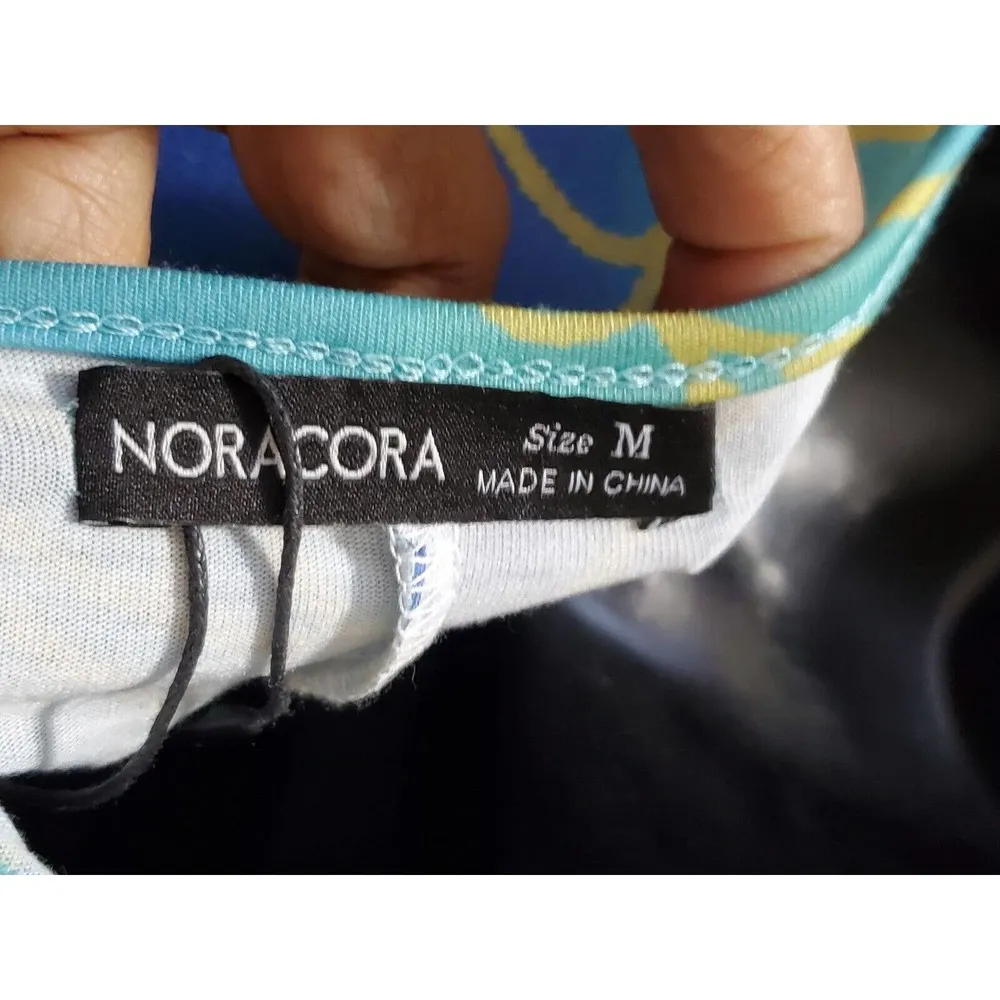 Noracora Women's Blue Floral Cotton V - Image 8