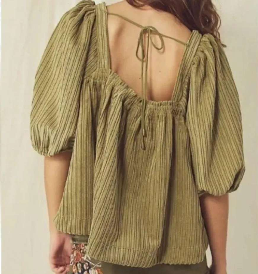 Free People Raquel Corduroy Top Dusty Pink Medium - Image 9