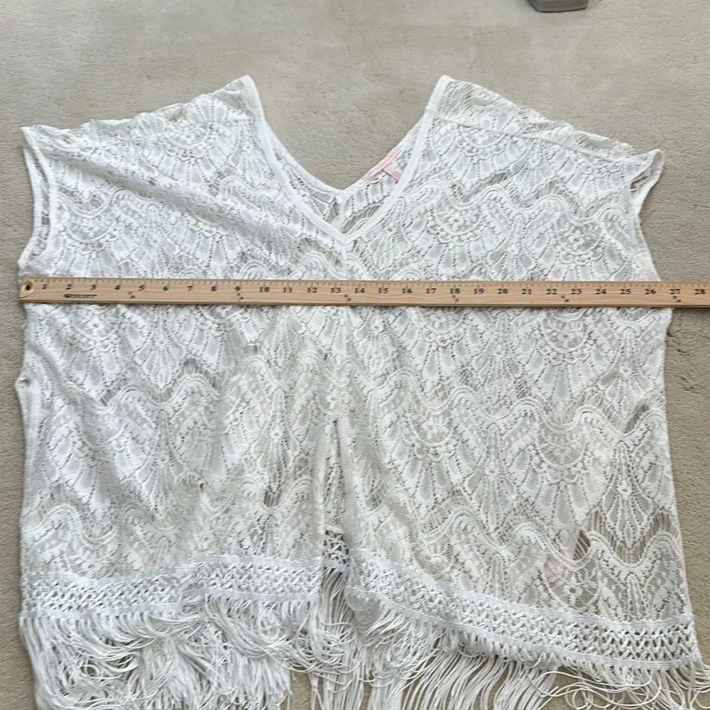 Victorias Secret Swimsuit V Neck Swim Cover Up White Crochet Fringe Hem XS/S - Image 13
