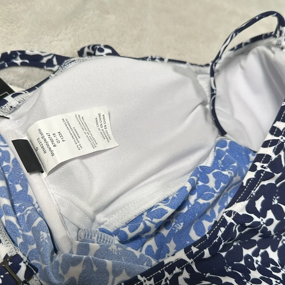 Island Escape Women's Bella Floral Tahiti Navy Tankini Swimsuit Swim Top 8 NEW Blue - Image 11