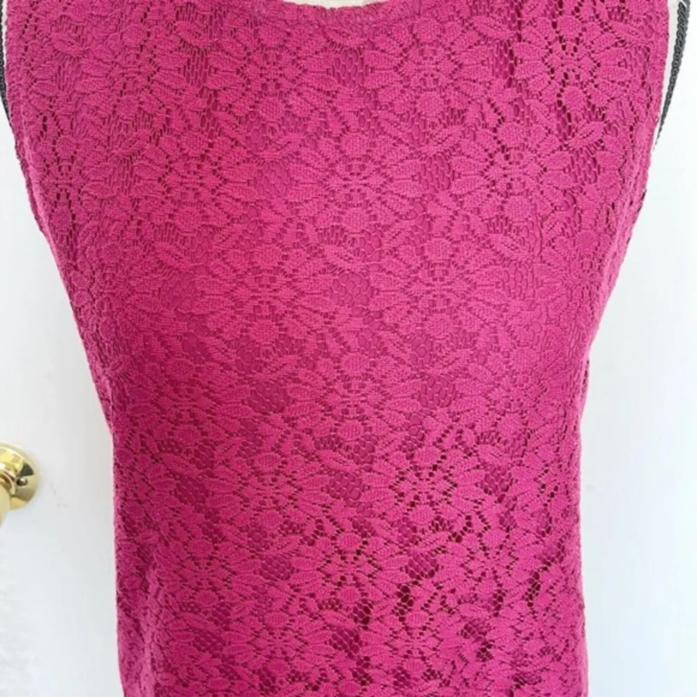 Womens Sleeveless Crochet Floral Size 10 Red Dressy Date Night Party - Image 7