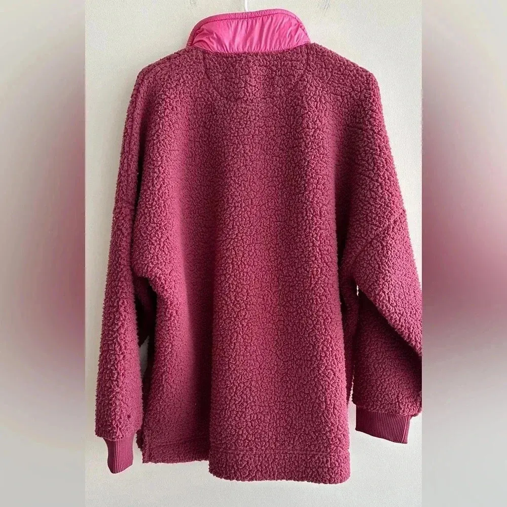 Aerie Dream Sherpa Quarter Zip Sweatshirt, Cherry Pink/Hot Pink - Image 7