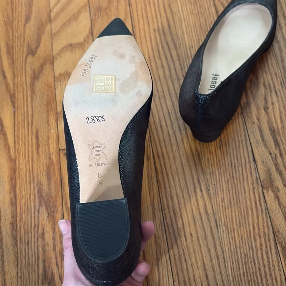Jon Josef Block Heel‎ Pointed Toe Leather Heels Black size 6 textured - Image 8