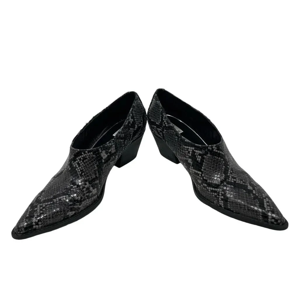 Zara Snakeskin Cowboy Heeled Ankle‎ Booties Black Gray Size 38 / US 7.5 - Image 5