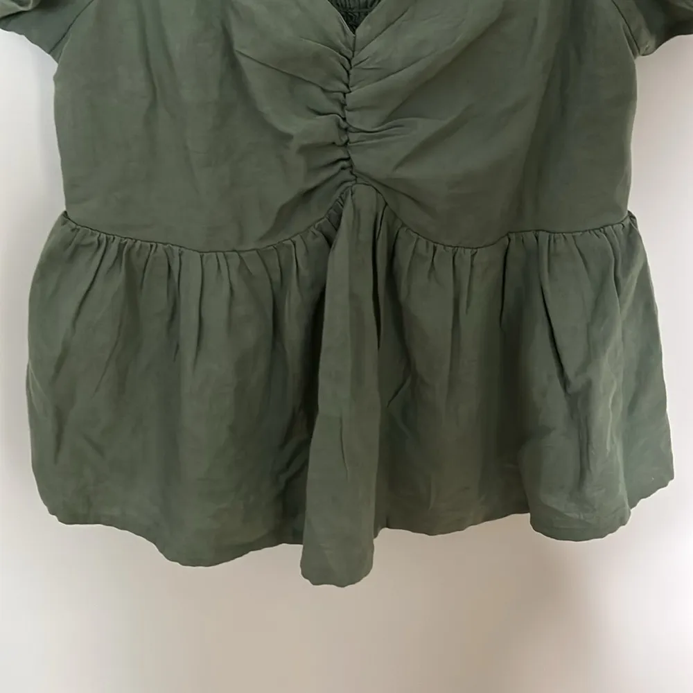 Midnight‎ Sky Top Womens Olive Babydoll Blouse Boho Size Large - Image 6