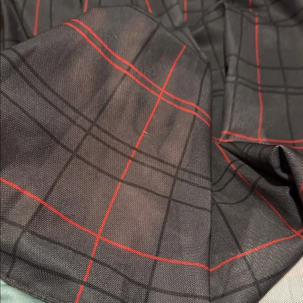 NWT HALARA Gray and Red Plaid Skater Skirt size S 2 in 1. Sheer with/shorts. - Image 5