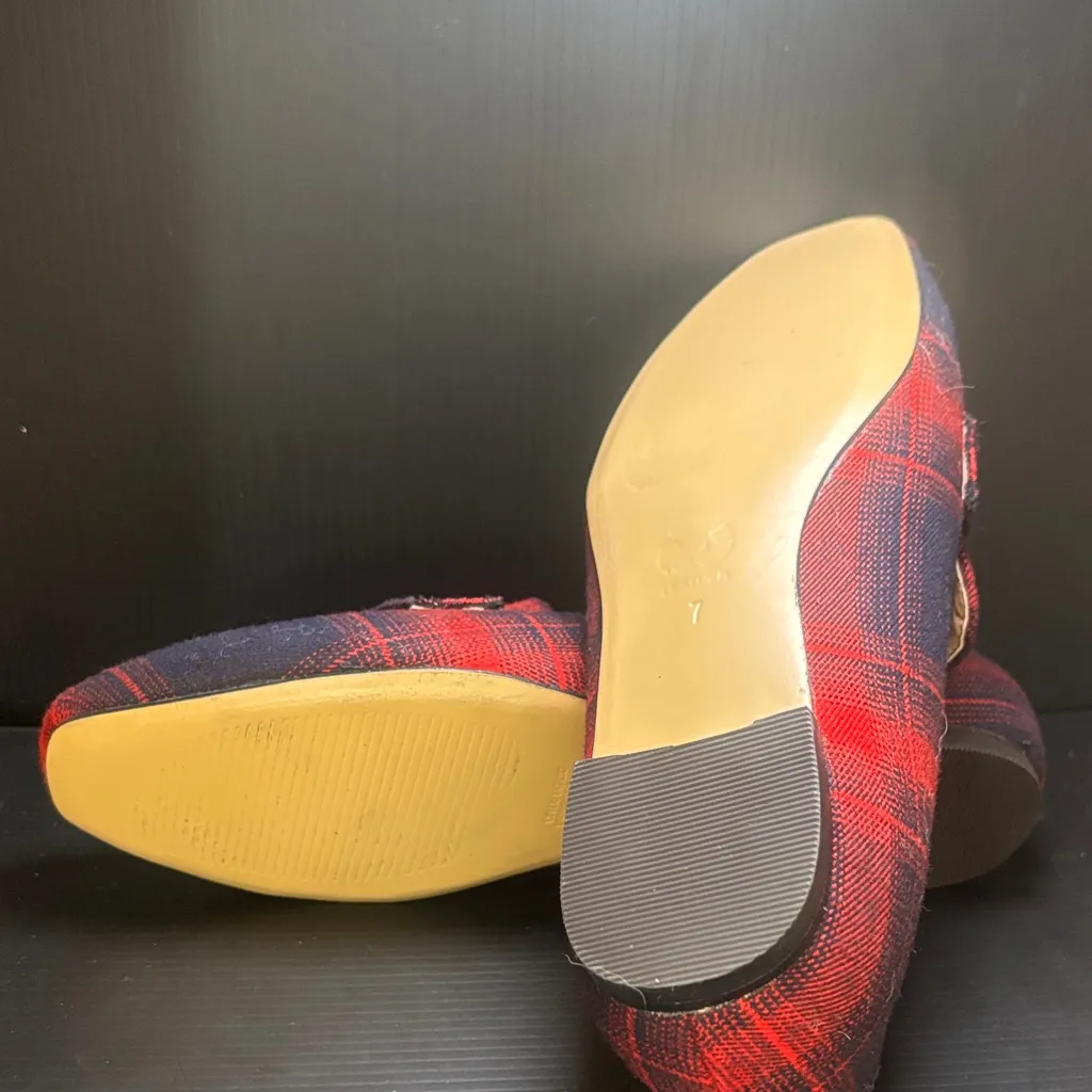 J. Jill Red and Black Plaid Women's Loafers Size 7 - Image 3