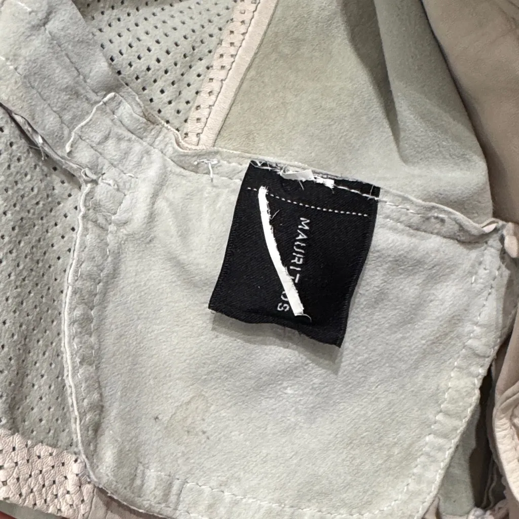 Mauritius Women's Cream Leather Motorcycle Jacket Size XS - Image 9