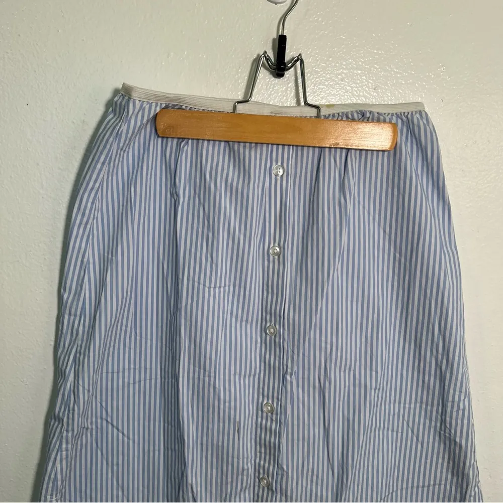 Monki Button Front Midi Skirt Blue White Stripe XS - Image 3