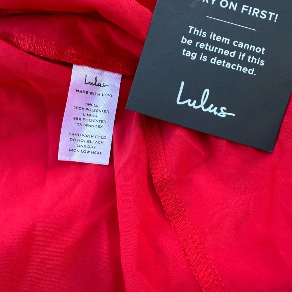 Lulus Much to Celebrate Red Swiss Dot Flutter Sleeve Wrap Mini Dress Size Small - Image 11