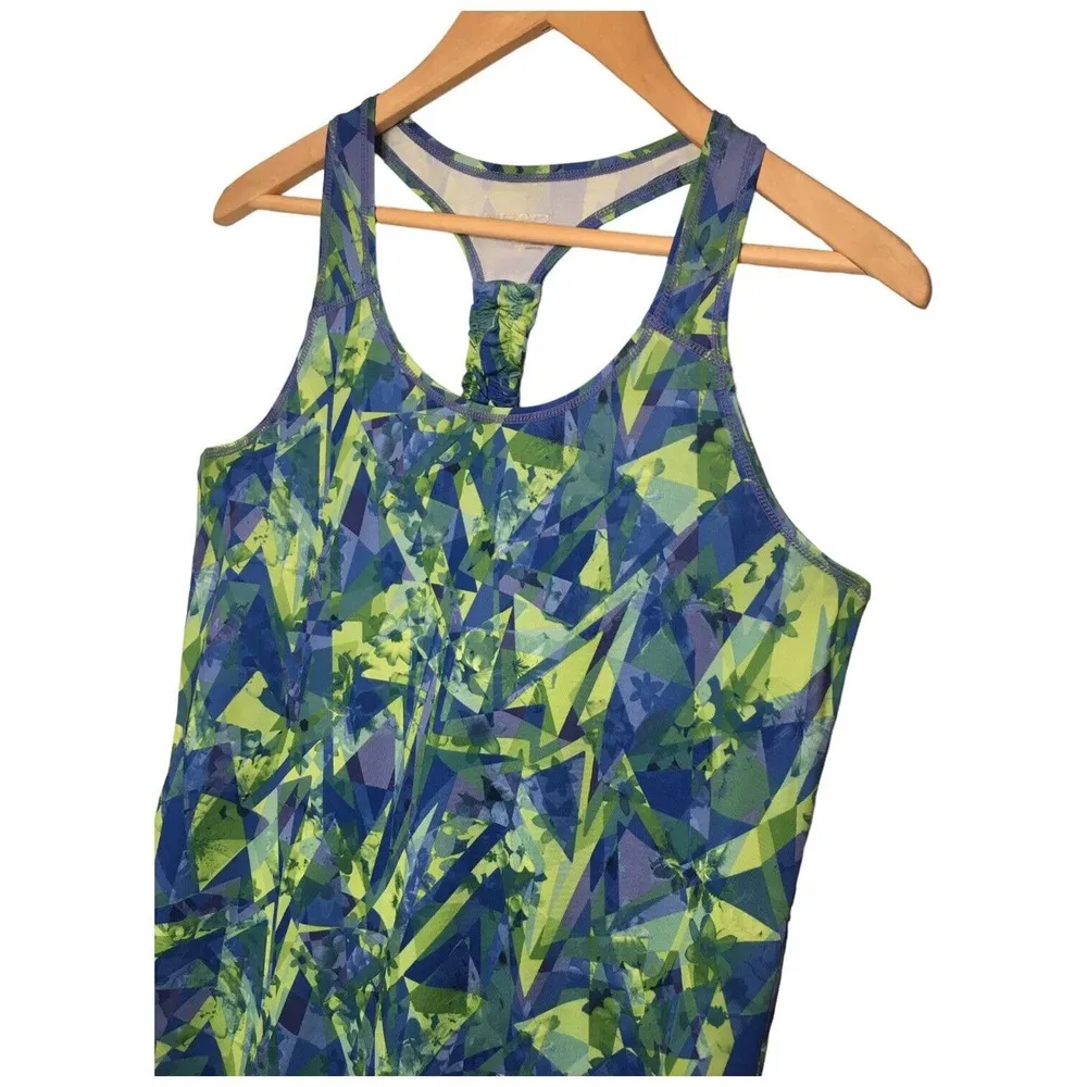 HEAD Tennis Racerback Athletic Scoop Neck Summer Tank Top Logo Green Blue M - Image 4