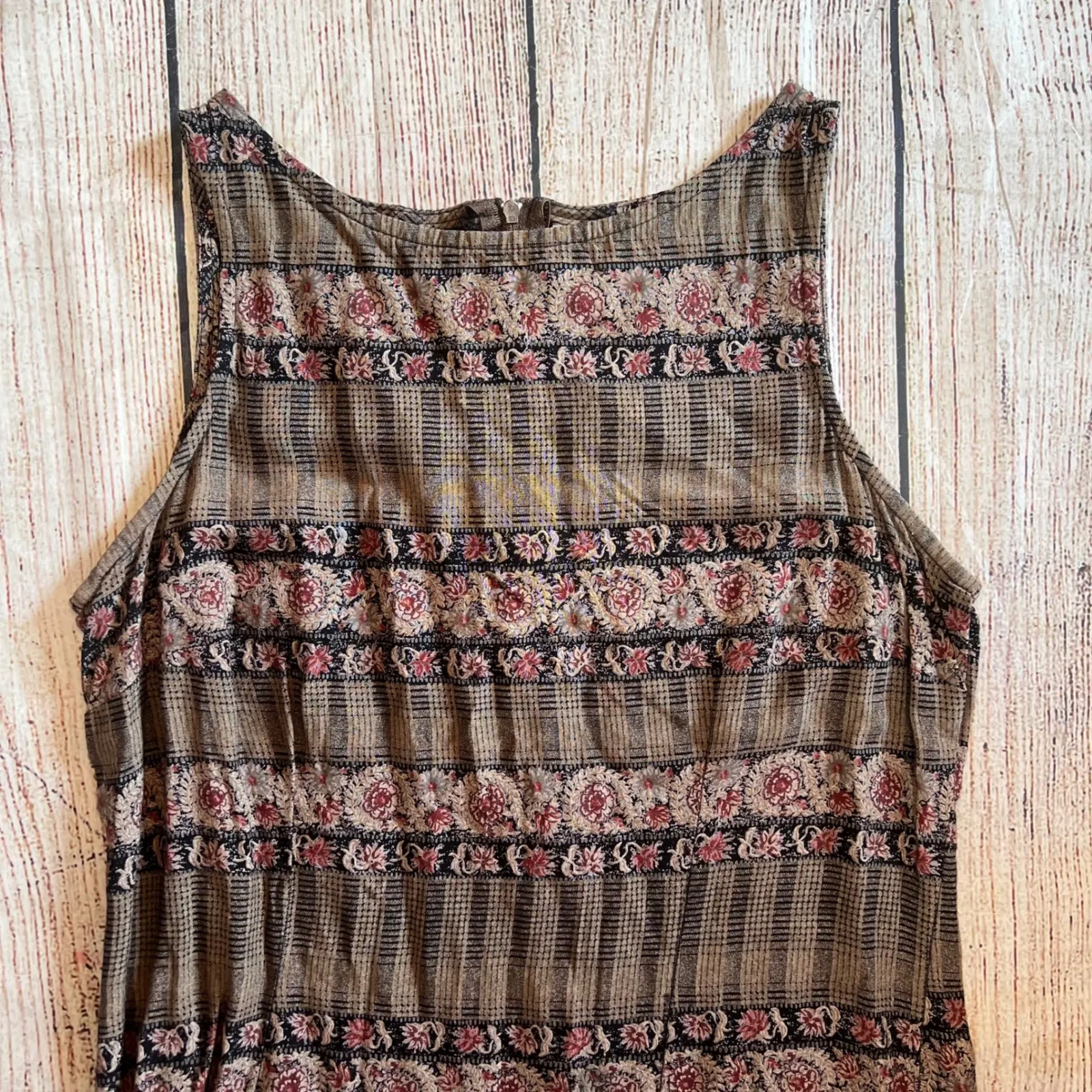 Vintage Studio 90s Floral Sleeveless Mini Dress Womens Size 10 Made In USA Brown - Image 5