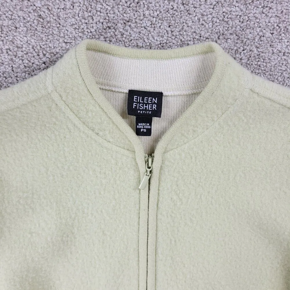 Vintage Eileen Fisher Womens Felted Lambswool Jacket PS Green Full Zip Cardigan - Image 14