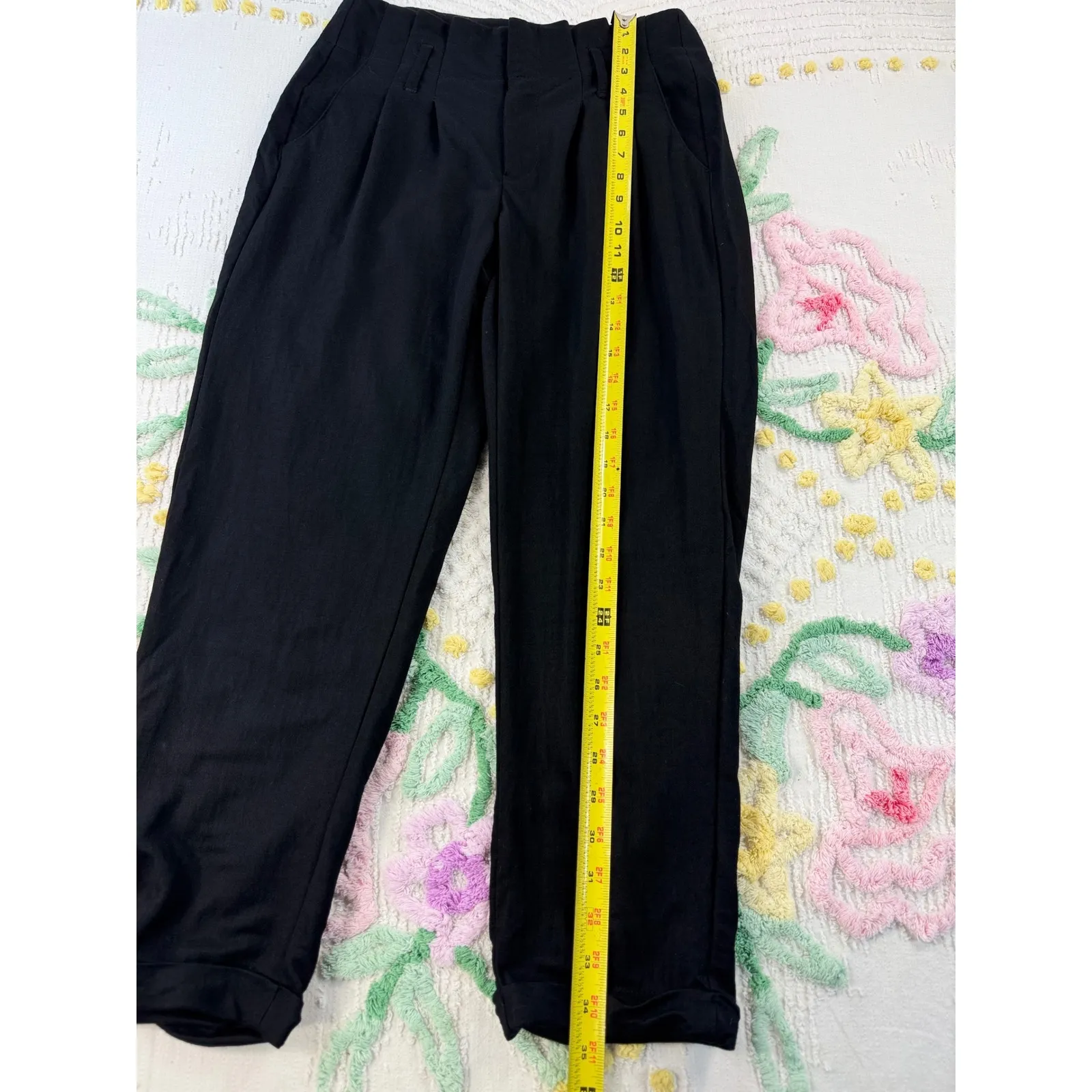 Indigo REIN Black Pleated High Waist Trousers Women's Size 5 6 - Image 2