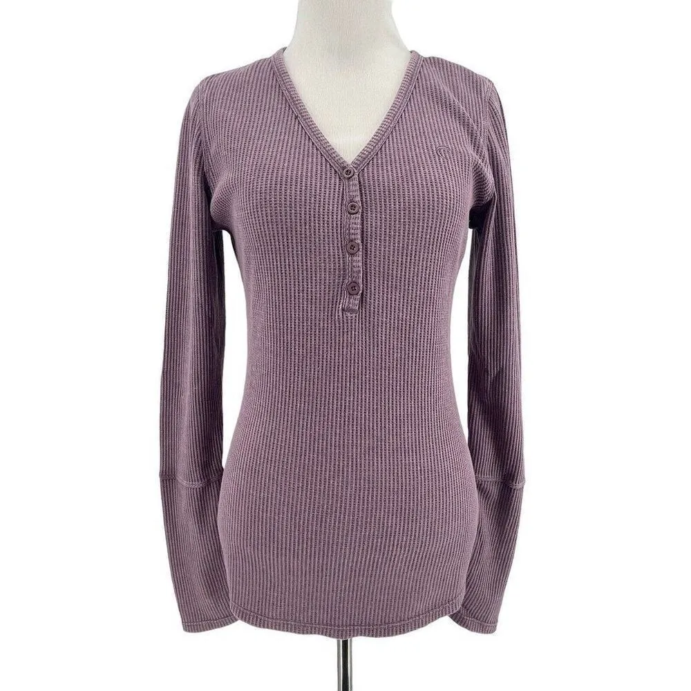 ✨Zyia Active Don't Wake Me Up Sz Small shirt purple waffle knit thermal✨ - Image 3