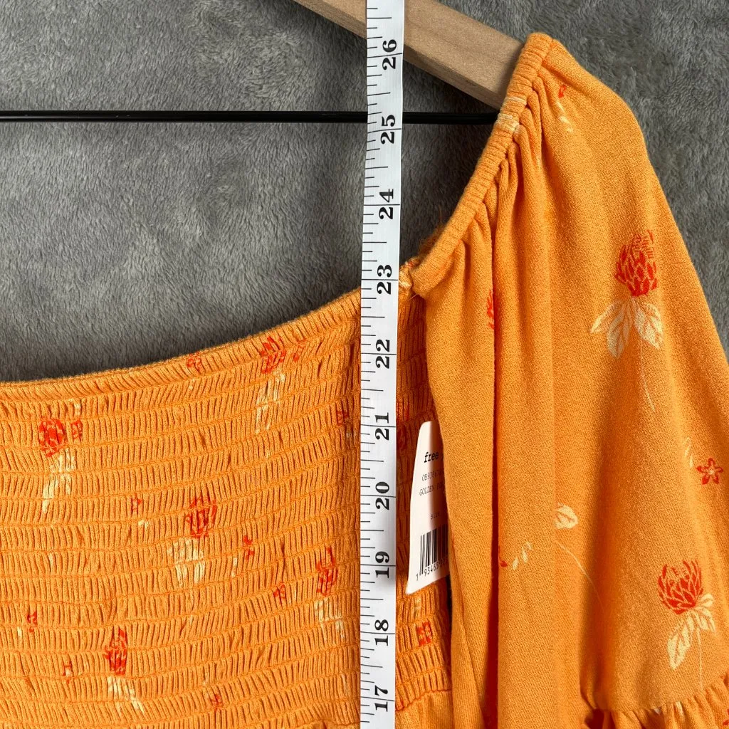 Free People Lana Off Shoulder Tunic Top Women’s Small Golden Poppy Floral NWT - Image 9