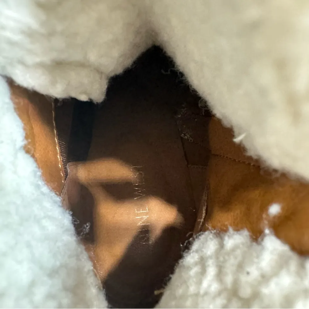 Nine West Penni Tan Faux Leather and Shearling Heeled Lace Up Boots Size 9.5 - Image 10