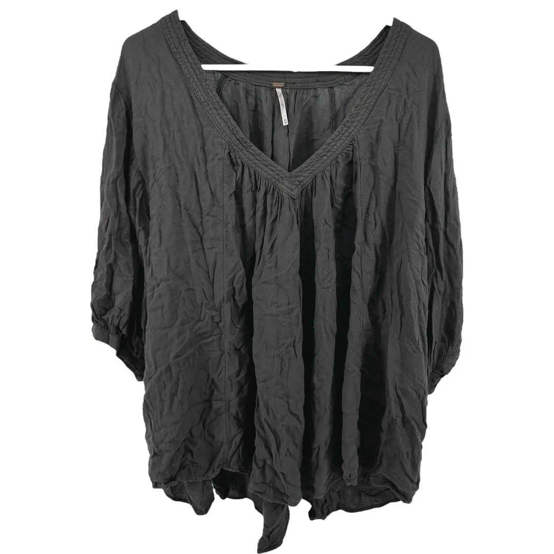 Free People Catch Me If You Can Top Peasant Blouse Loose Dolman Sleeve Gray M - Image 2
