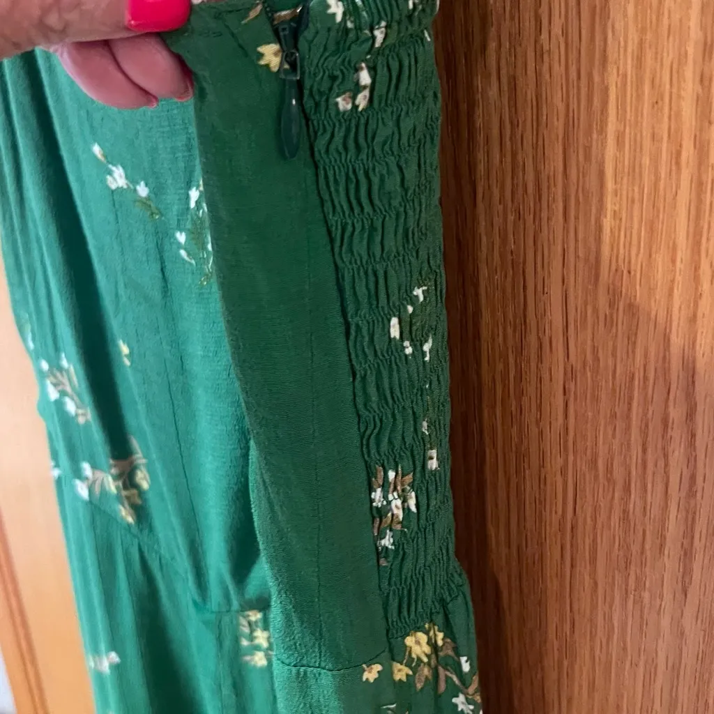 Faithfull the Brand Elsa Shoulder Tie Jumpsuit in Myrtille Green Floral Medium 6 - Image 10