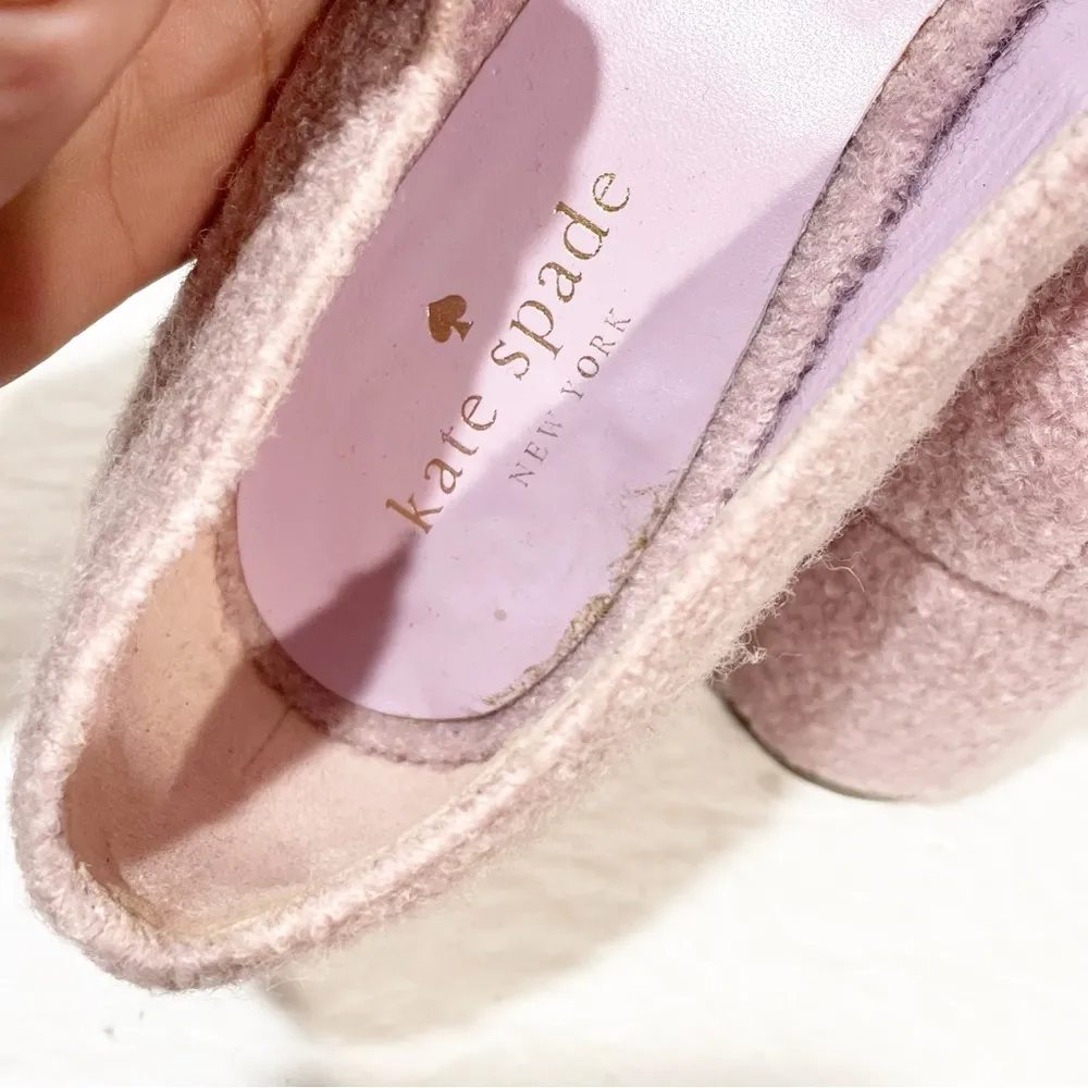 Kate Spade 9.5 Madlyne Lavender Winter Wool Pumps Block Heel Pointed Toe Shoes - Image 5