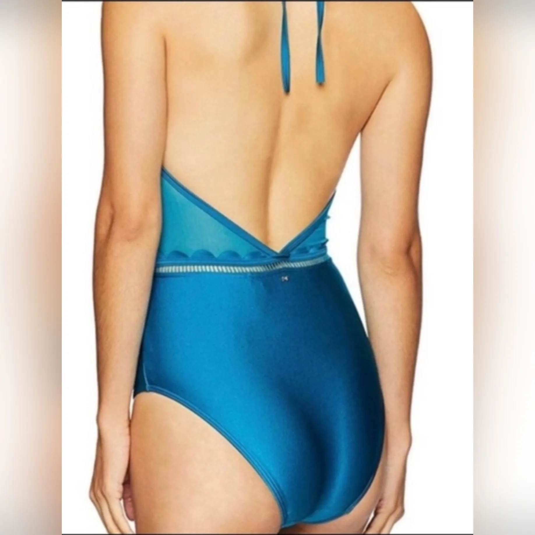 BNWT blue TED BAKER 36 C/D NWT Secret Silhouette Mesh Scallop SWIMSUIT ONE PIECE Size L - Image 3