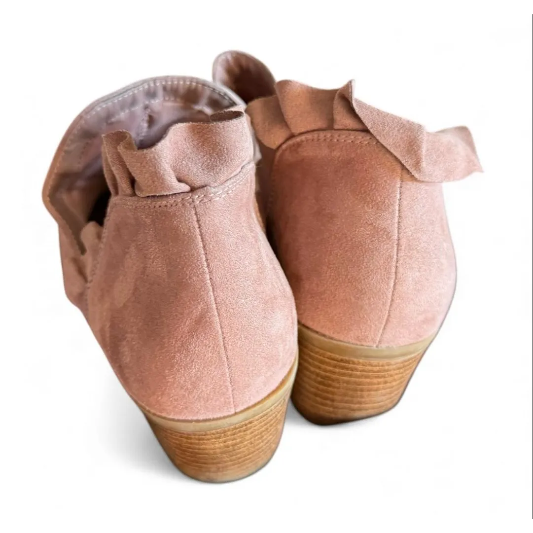Womens Fergalicious By Fergie Becket Mauve Ruffle Side Slit Booties - Sz 9 - Image 4