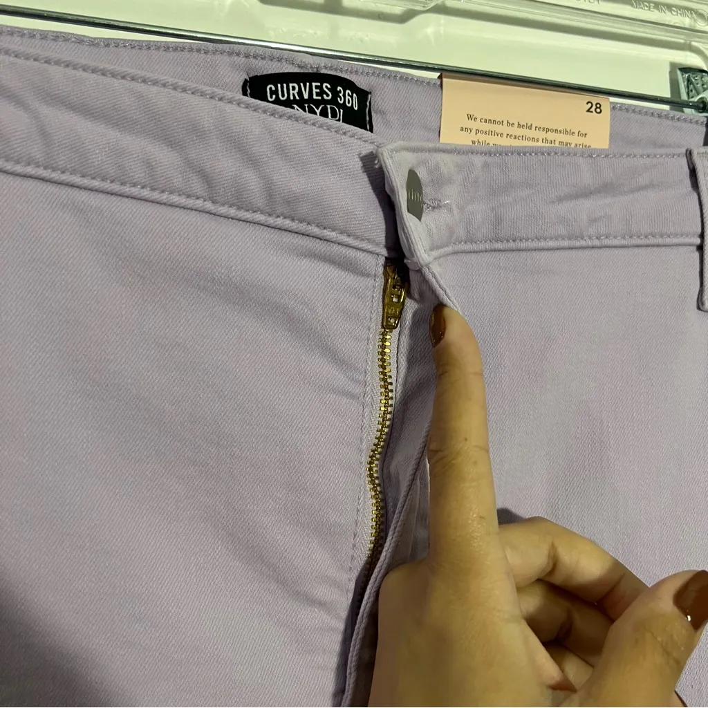 NYDJ Curves 360 Slim Straight Ankle‎ Side Slits In Lilac Petal Size 28 - Image 7