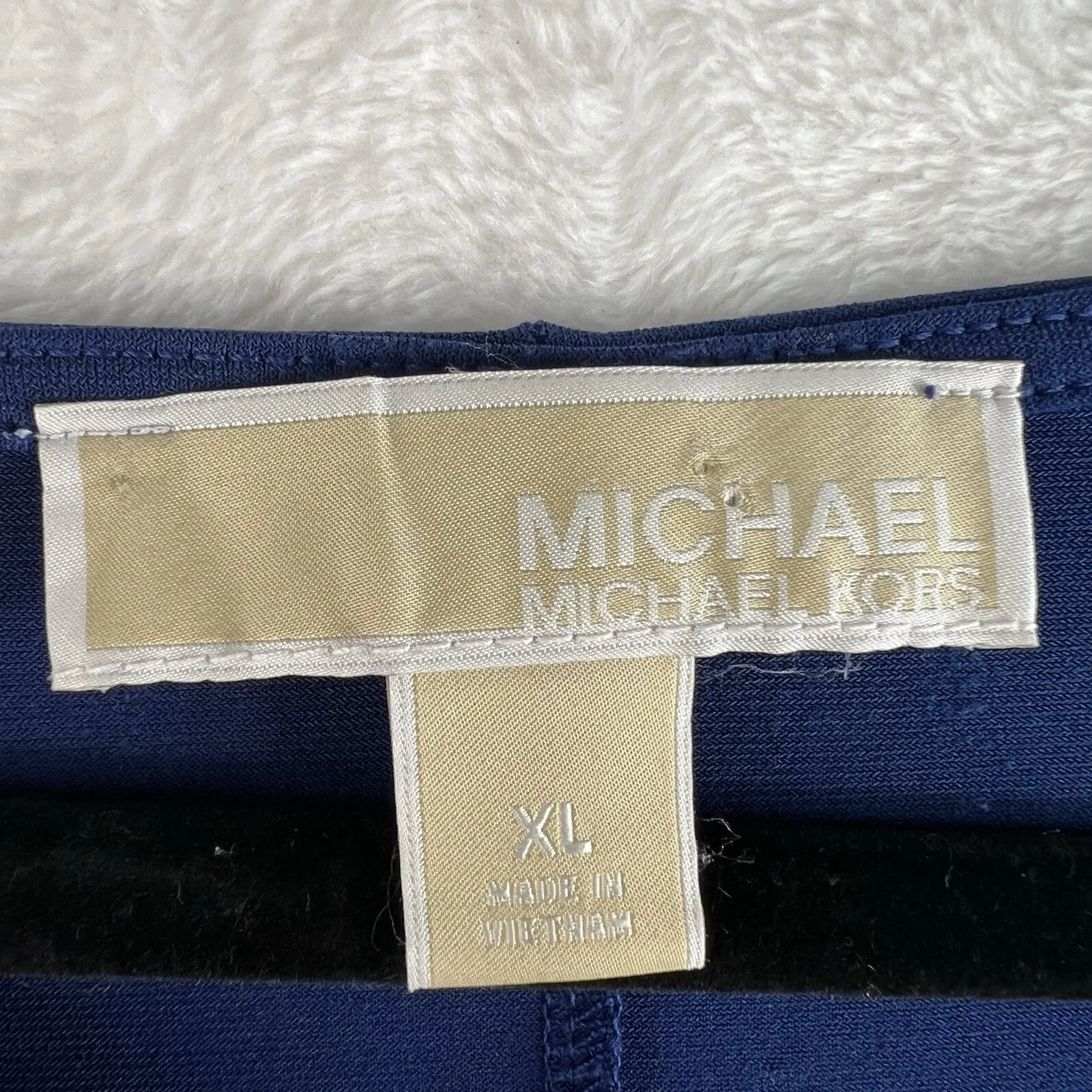 Michael Kors XL Ruched Pencil Dress Draped Flattering Blue Slinky Stretch Womens - Image 8