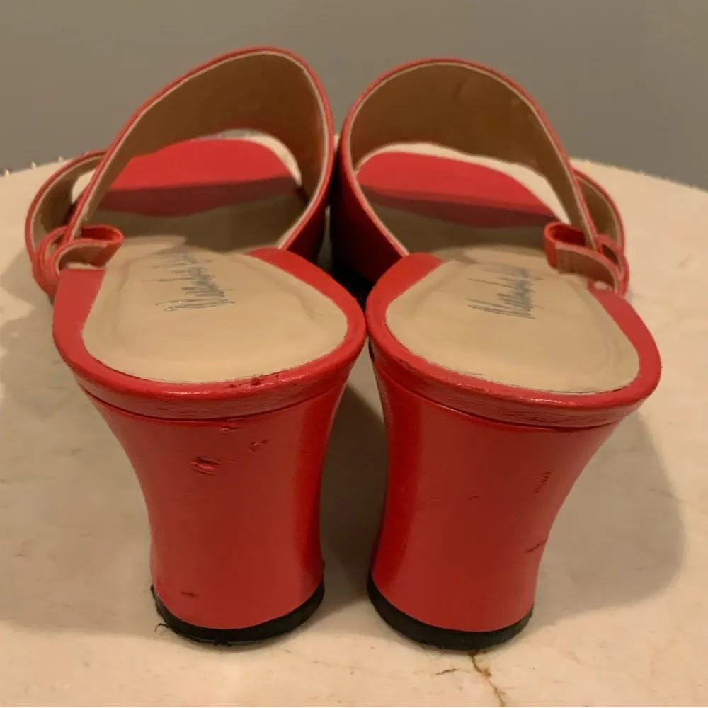 Alexandra Bartlett Woman’s Red Leather Slide Heels Size 7.5 - Image 5