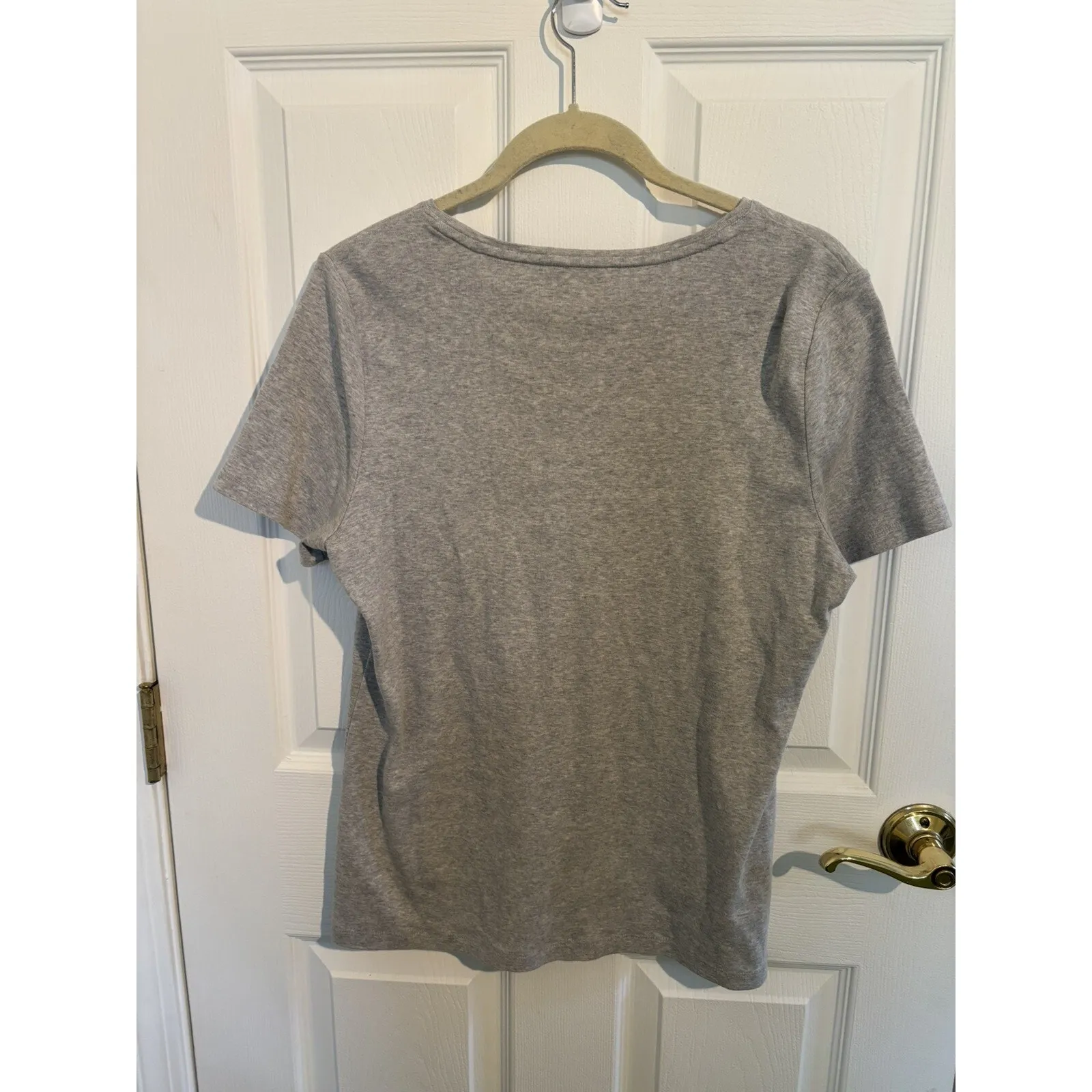 Talbots Gray Short Sleeve Top Size Large Cotton Basic Closet Staple Casual - Image 5