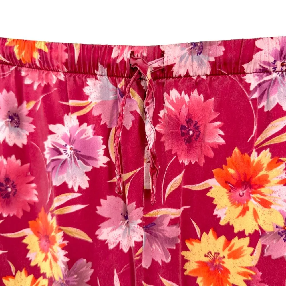 Private Luxuries | Medium | 100% Silk and Lace Pink Floral Pajama Sleepwear Set - Image 7