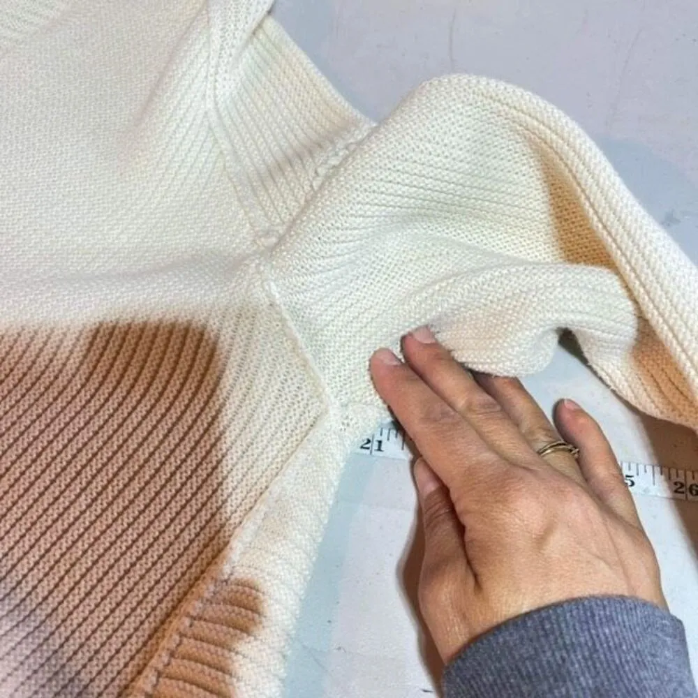 Free People Women's La Brea V-Neck Knitted Pullover Sweater Cream‎ Size XS - Image 9