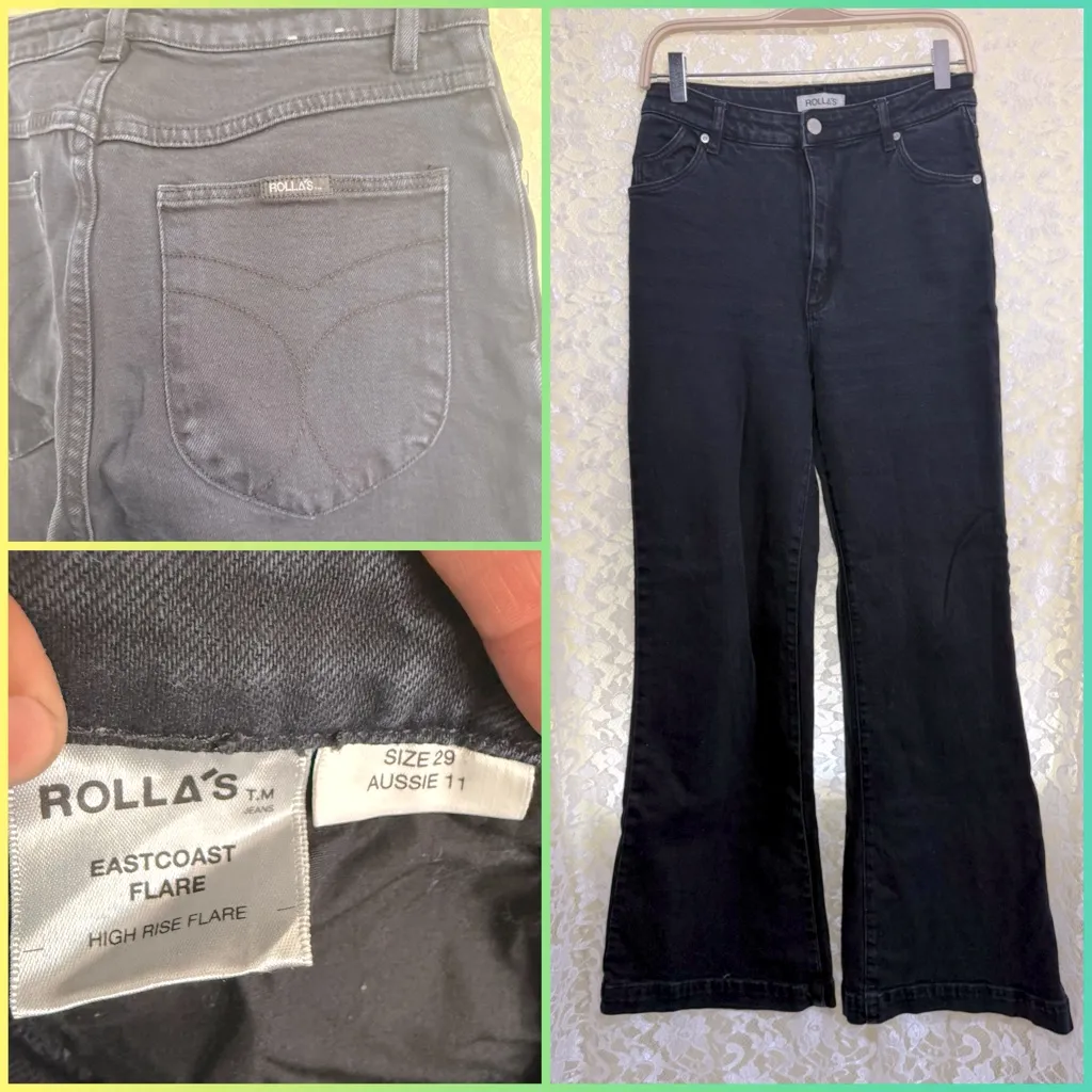 ROLLA'S Women's black east coast Flare Jeans sz 29 worn once like new - Image 2