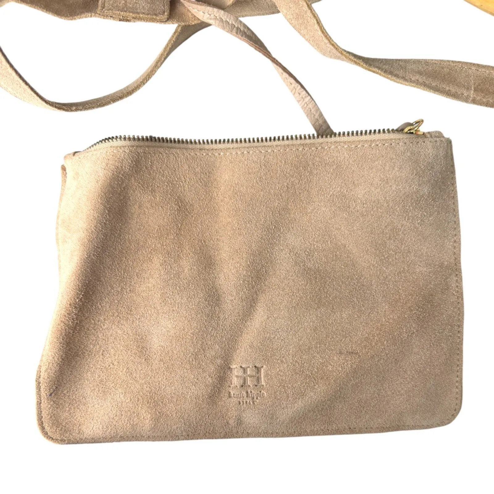 Haute Hippie Leather Suede Festival Hobo Bag Cream Beige Purse - Image 8