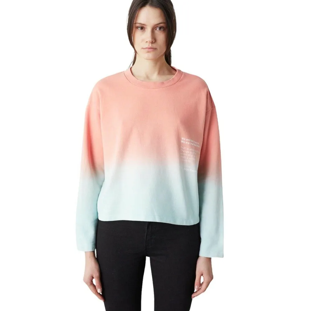 GAS Jeans Multi Color Cropped Guetta Sweatshirt Size Small New - Image 6