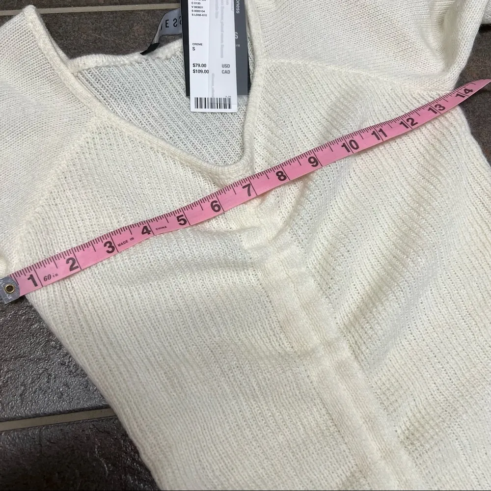 NEW Lioness Breaking Me Ivory Knit Cinched Long Sleeve Mini Sweater Dress Small - Image 9