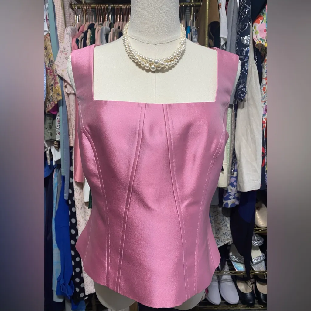 Carlisle Silk Blend Hot Pink Shantung 2-Piece Skirt Suit Set - Image 3