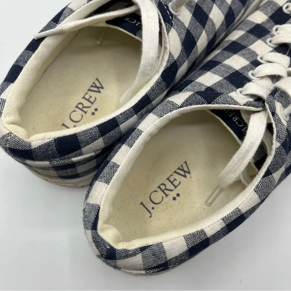 J. Crew Factory Sz 8 Road Trip Blue White Gingham Checkered Sneakers - Image 8