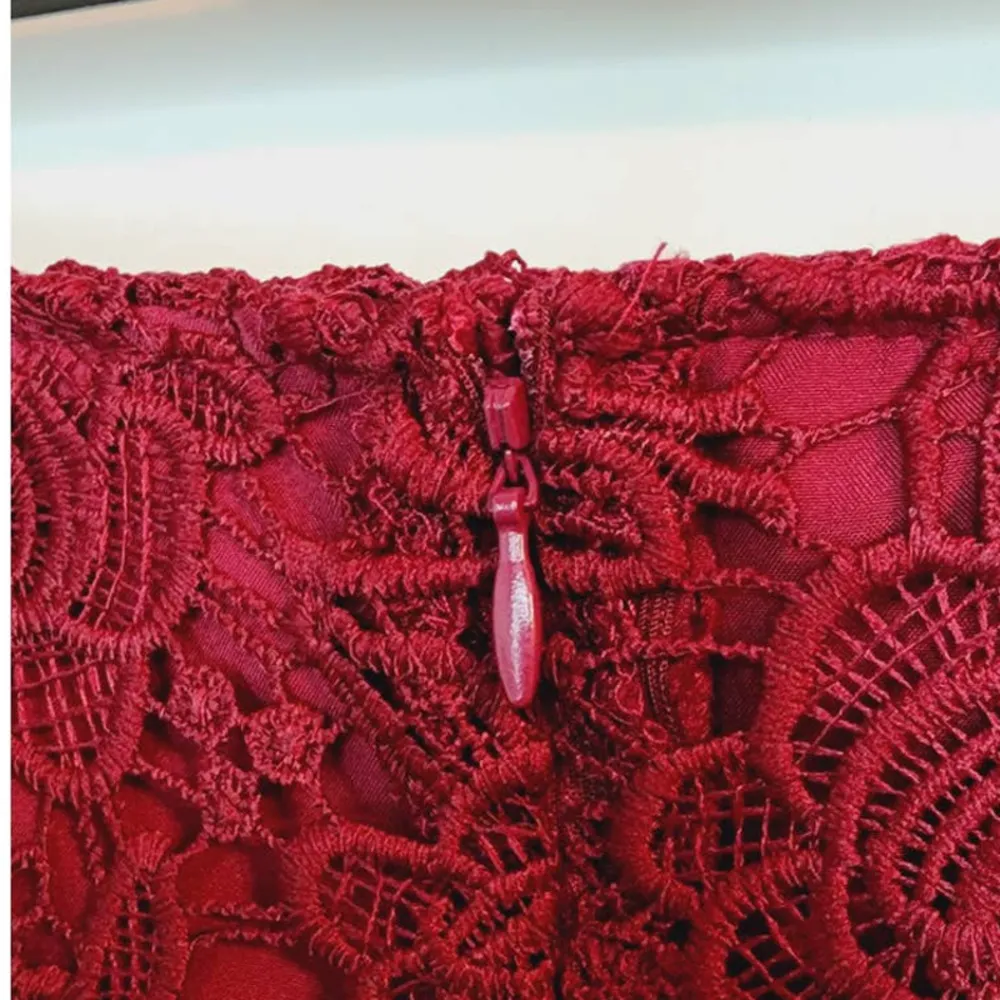 Nanette Lepore Woman Plus Flirty Lace Flounce Skirt Cranberry 22W NEW - Image 9