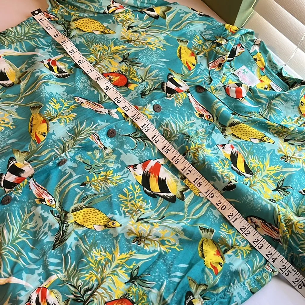 Reminiscence Stewart Richer Fish Tropical Hawaiian Shirt Vintage Hawaii Tropical Blue Size L - Image 5