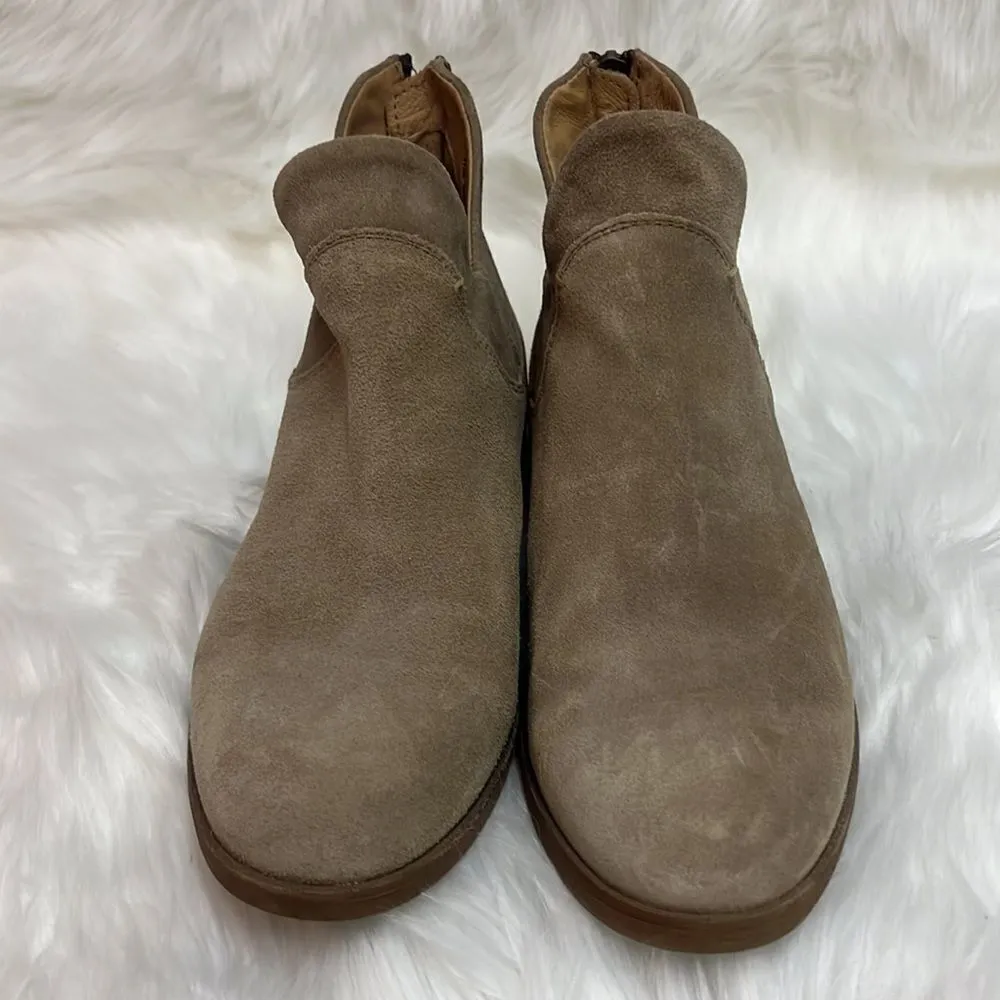 Born Arula F76602 Tan Leather Round Toe Bakc Zip Ankle Booties Size 7 B14B Tan - Image 4